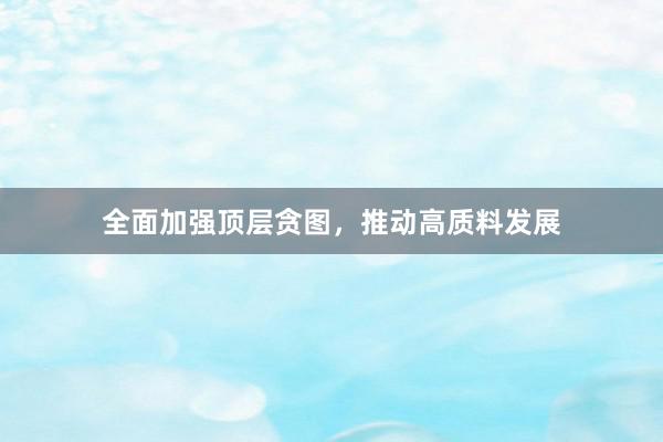 全面加强顶层贪图，推动高质料发展